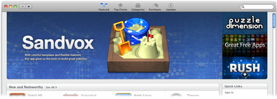 Sandvox featured in the Mac App Store