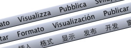 Menu bar in Italian, Spanish, and Chinese